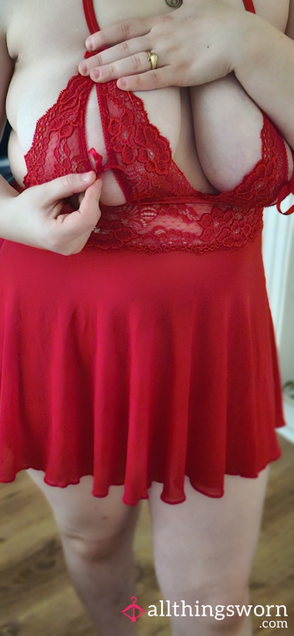 Bright Red Baby Doll Dress