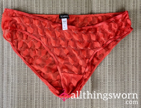 Bright Red-Orange Hi-Cut Panties Worn By MILF