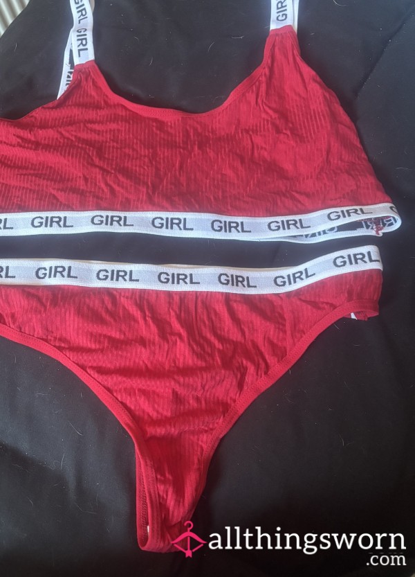Red Thong & Bra Set – Matching, Worn & Strongly Scented ❤️✨