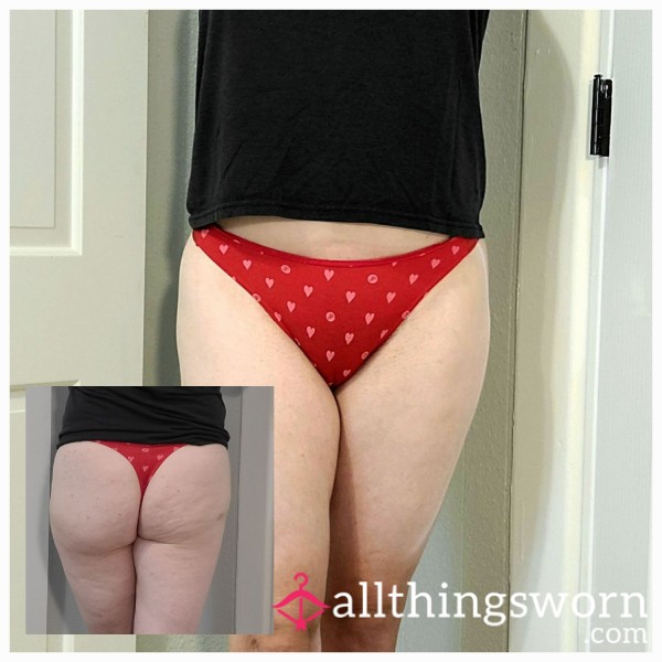 ❤️ Bright Red Thongs W/ Hearts Print: Perfectly S**y Soft & Sultry