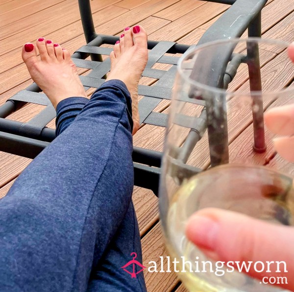 Bright Red Toes And Wine