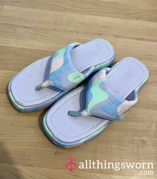 Bright Wedged Flip Flops