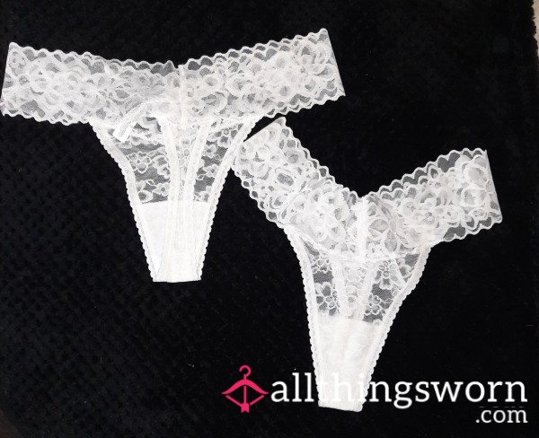 Bright White Lacey Thong Ready To Be Made Just For You ! 😘