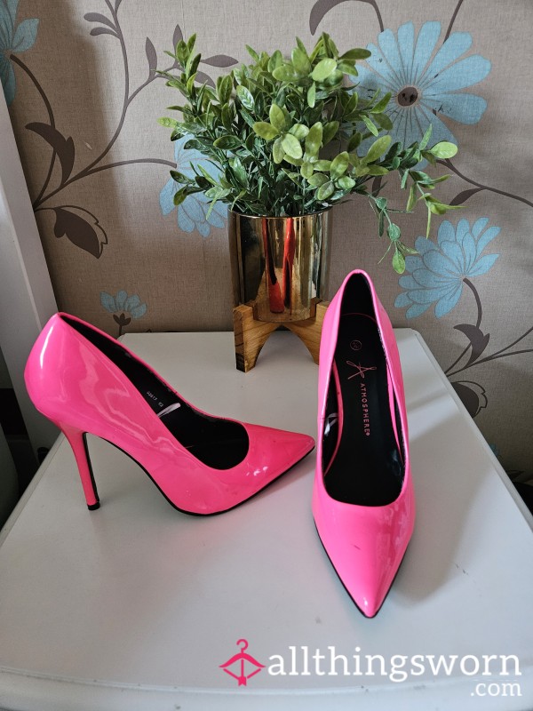 Bright.pink Patent Stilettos Well Worn By Goddess Ideal For All You Foot Worshippers Slaves And Sissy's