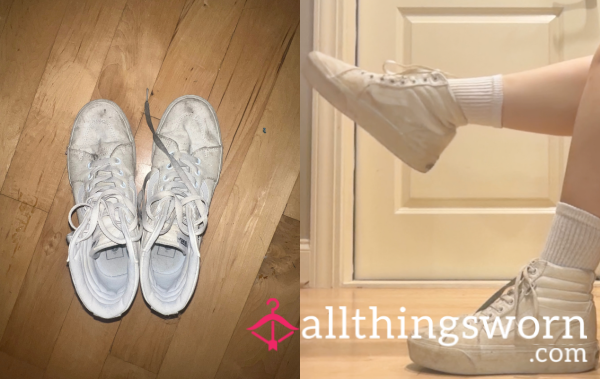 ⟡ CLEARANCE ⟡ Broken-In White High-Top Vans