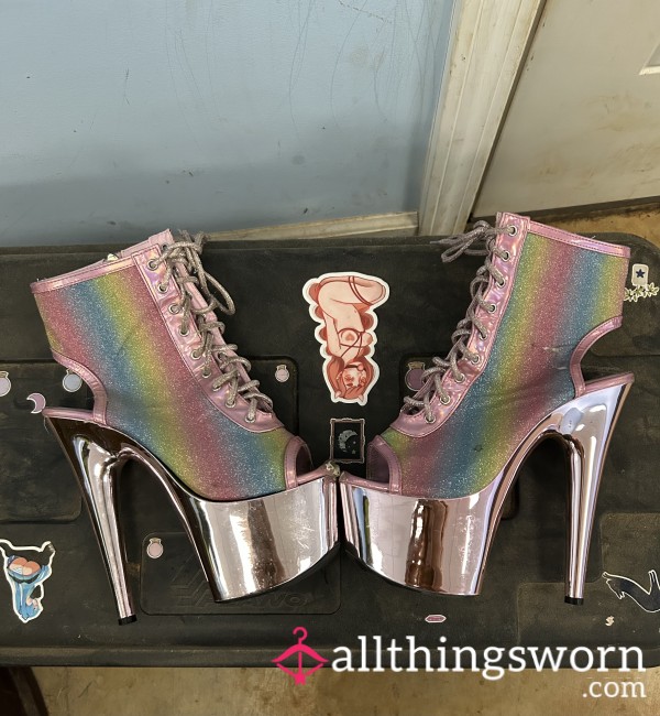 Broken Pink Rainbow Heels