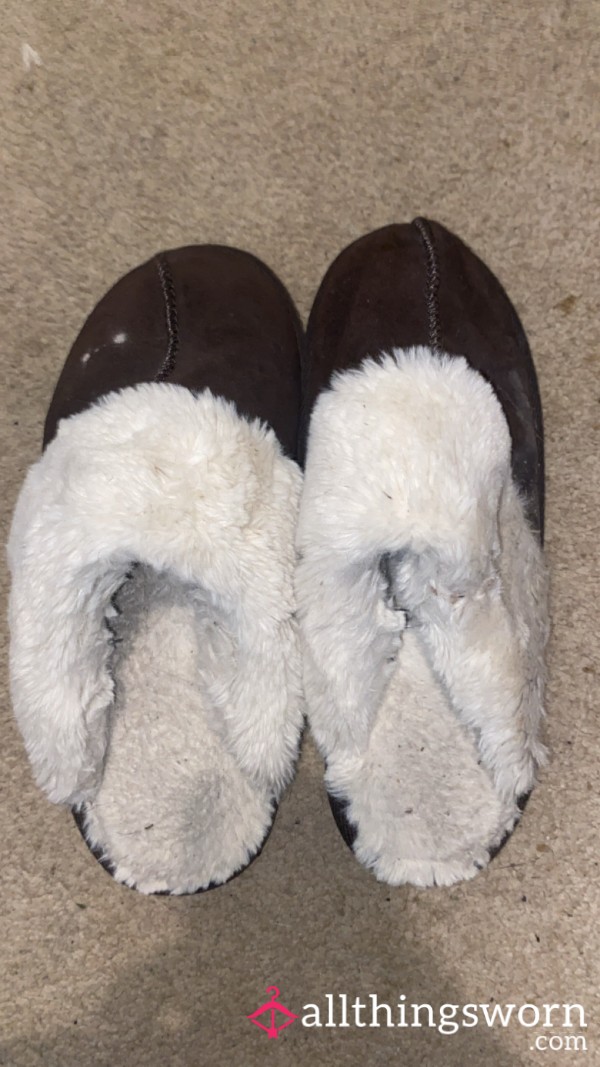 Brown And White Dirty, Used Slippers