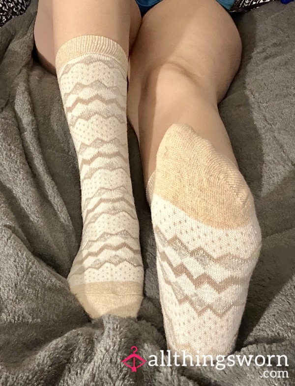 Brown And White Long Socks