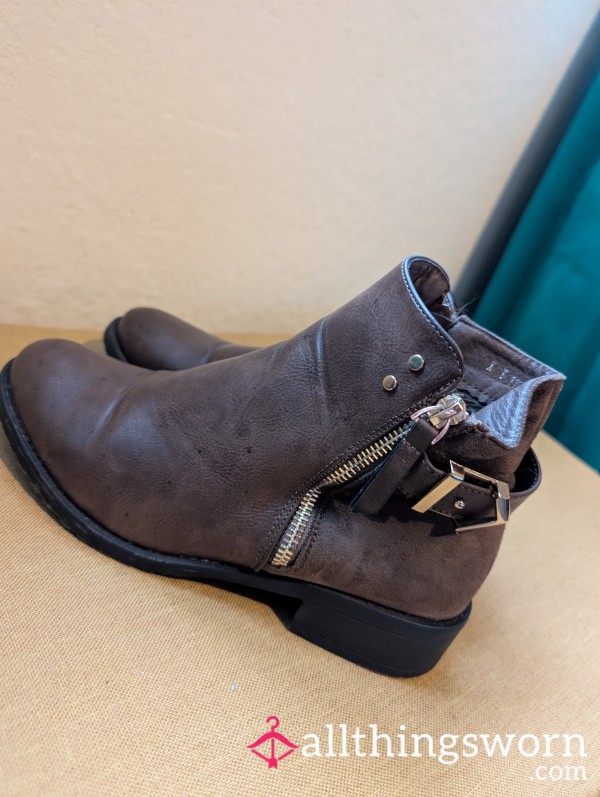 Brown Ankle Boots_ Worn And Then Tossed Aside