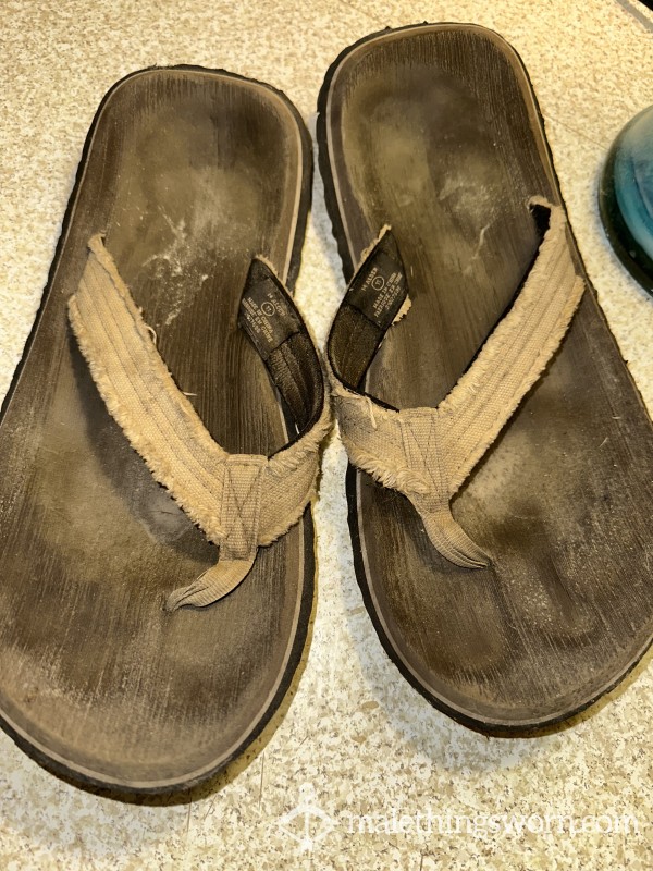 Brown Beyond Worn Flip Flops