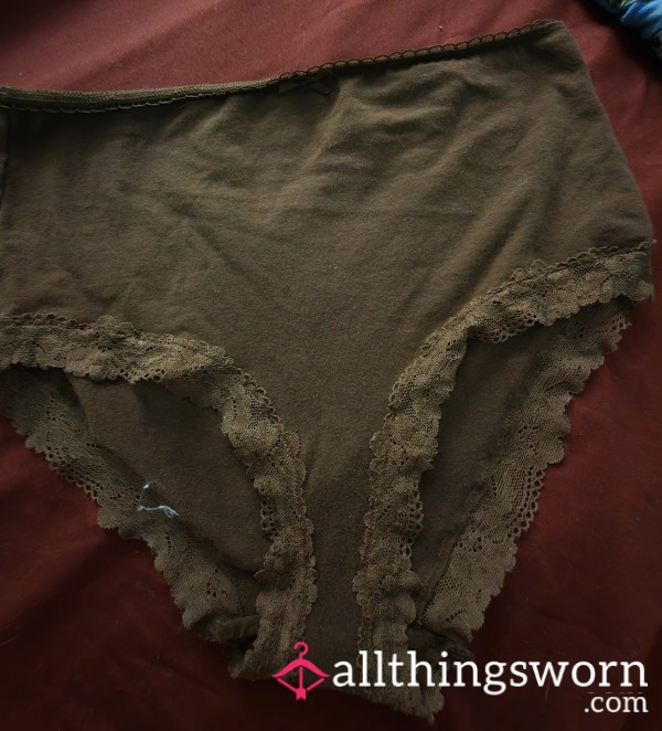 Brown Brief With Lace Edge