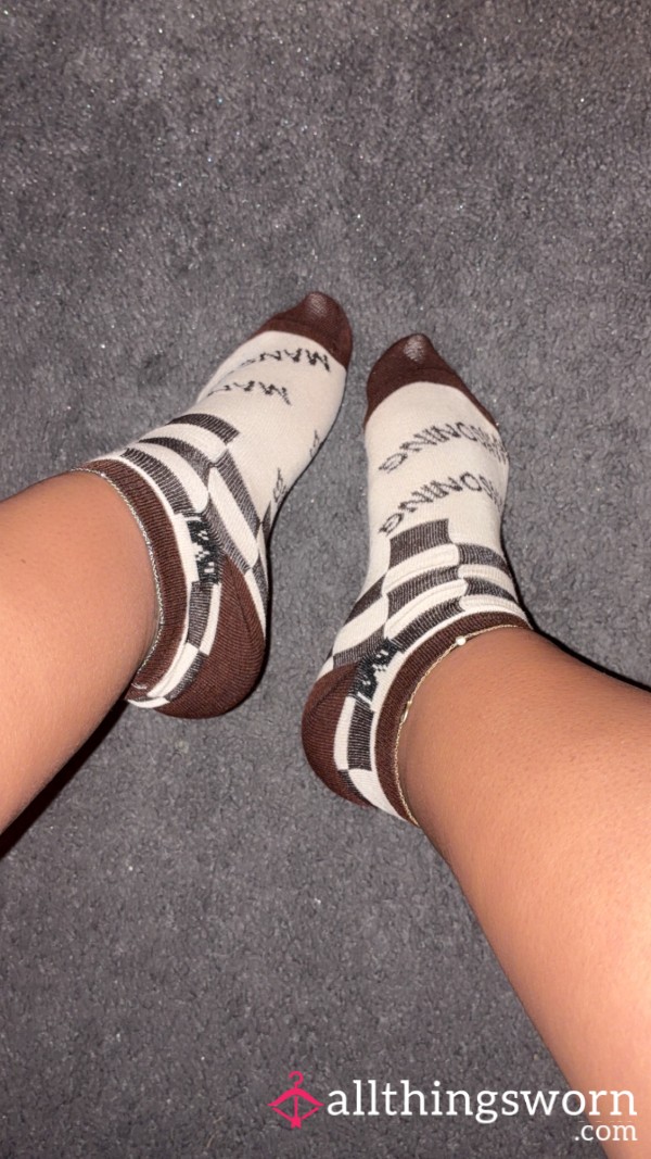 Brown & Cream Trainer Socks -  48hrs Wear Included