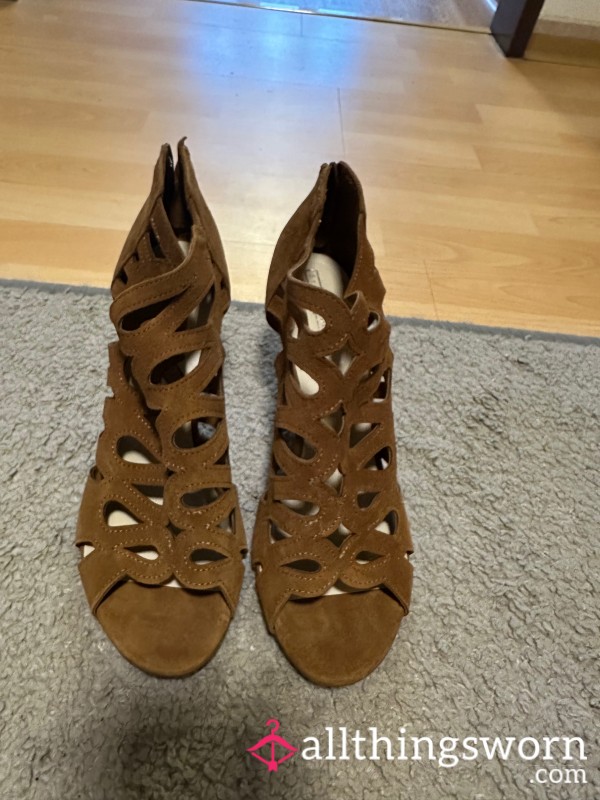 Brown Cut-out Heels