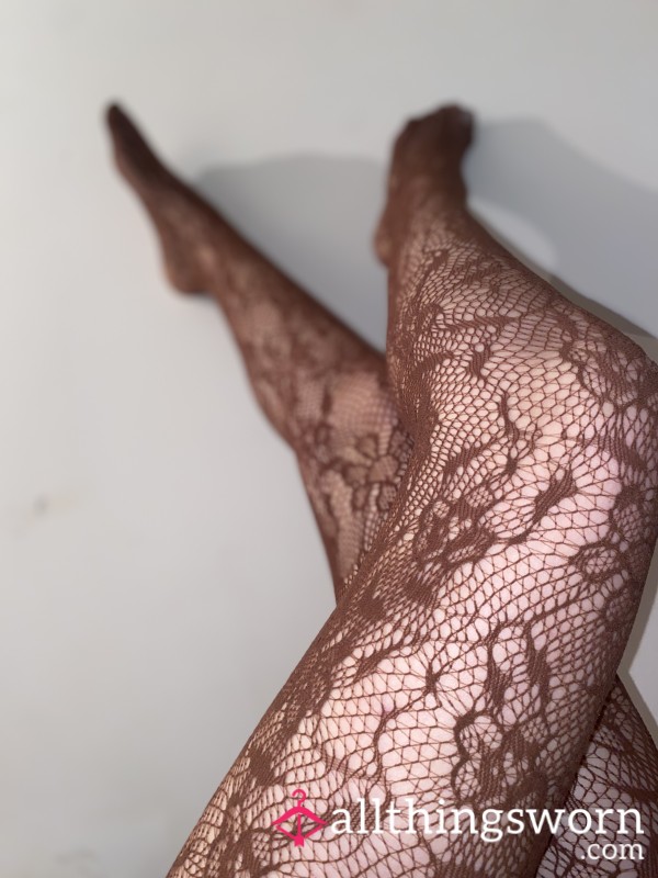 Brown Floural Print Fishnets