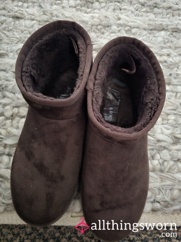Brown Fluffy Ankle Boots