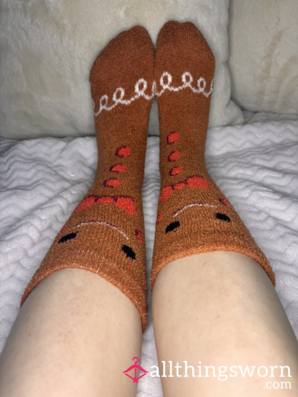 Brown Fluffy Gingerbread Socks