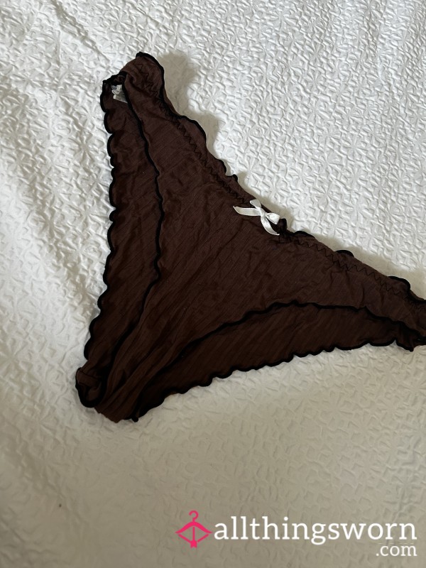 Brown Frilly Cotton Panties🤎