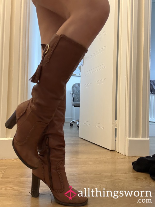 Brown Knee High Leather Boots