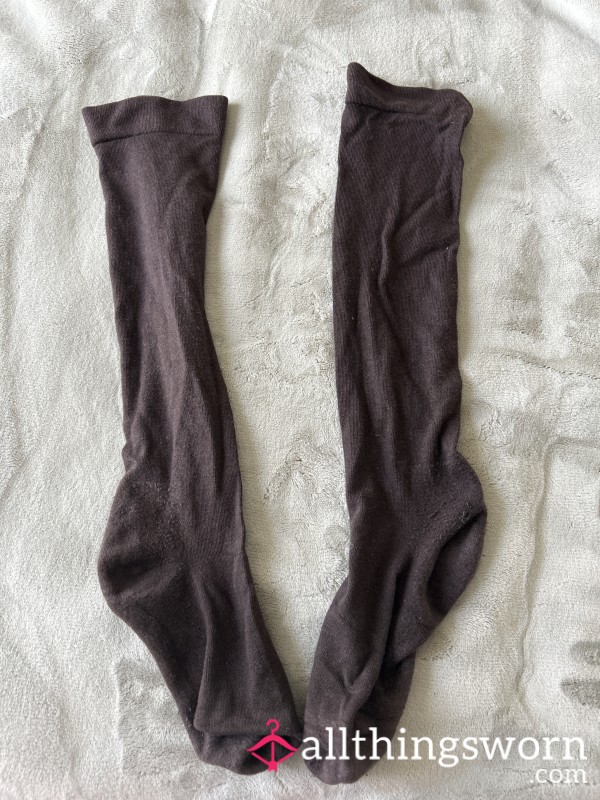 Brown Knee High School Girl Socks