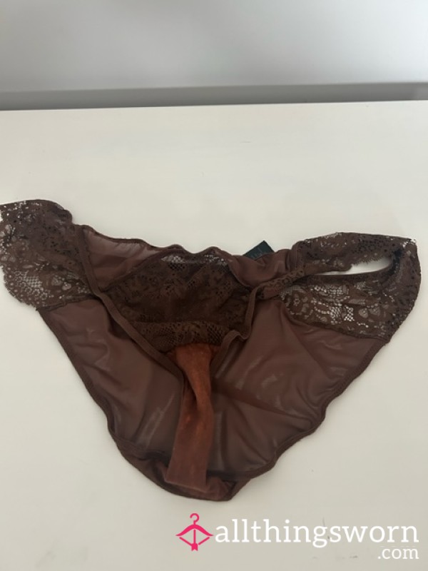 Brown Lace Slight Stained Panties