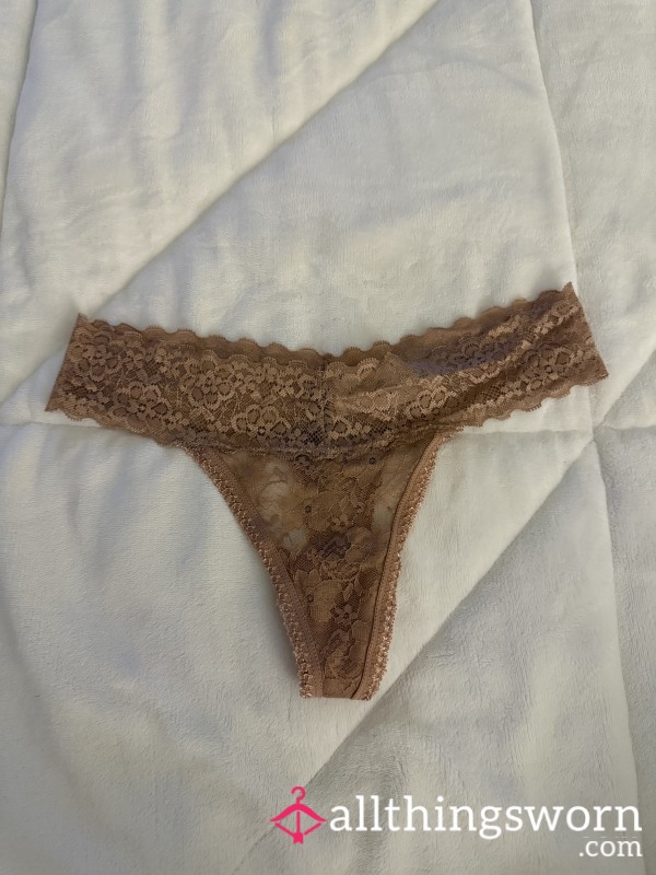 Brown Lace Thong
