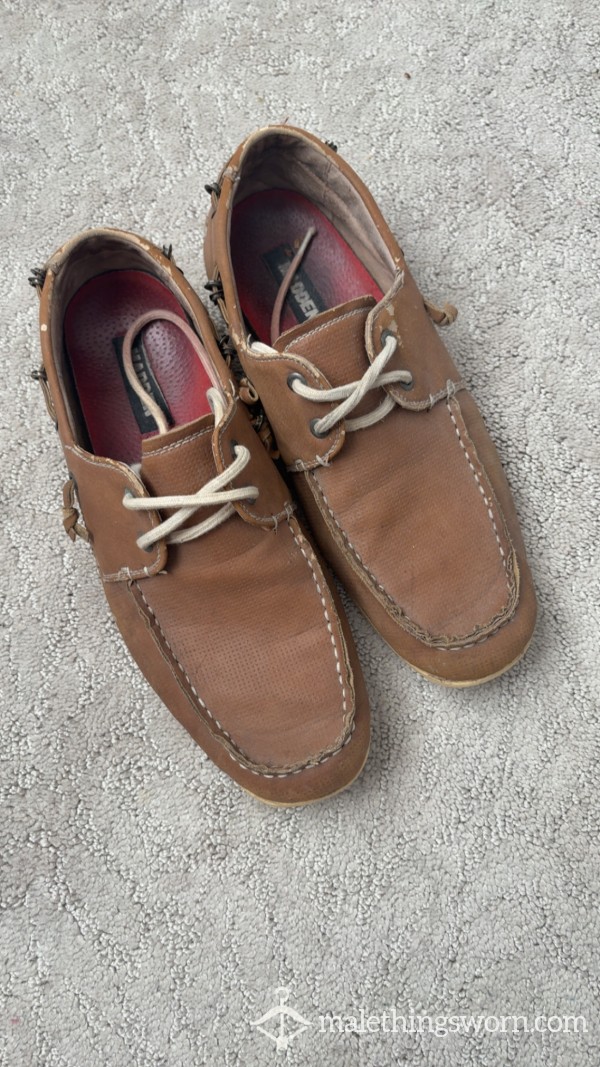 Brown Leather Casual Madden Shoes [Well Worn]