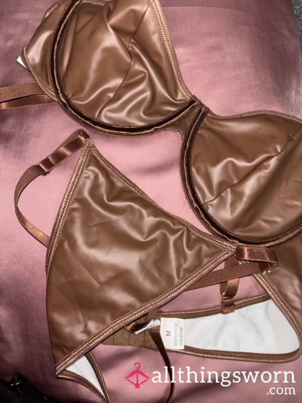 Brown Leather Lingerie Set