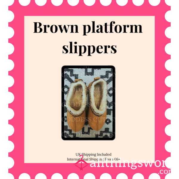 Brown Platform Slippers