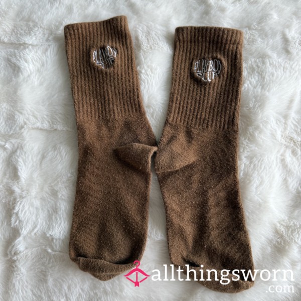 Brown Playboy Crew Socks