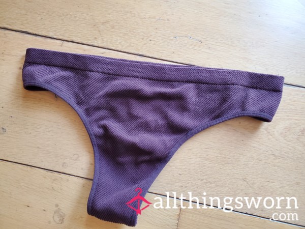 Brown Ribbed Thong