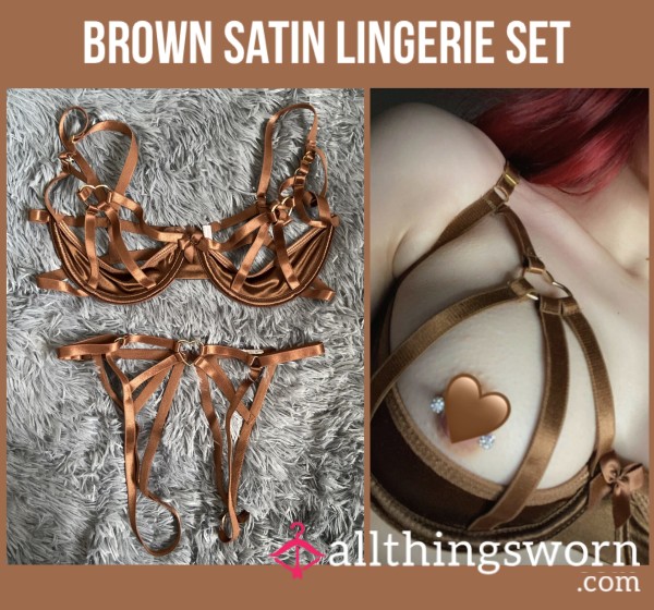Brown Satin Lingerie Set🤎