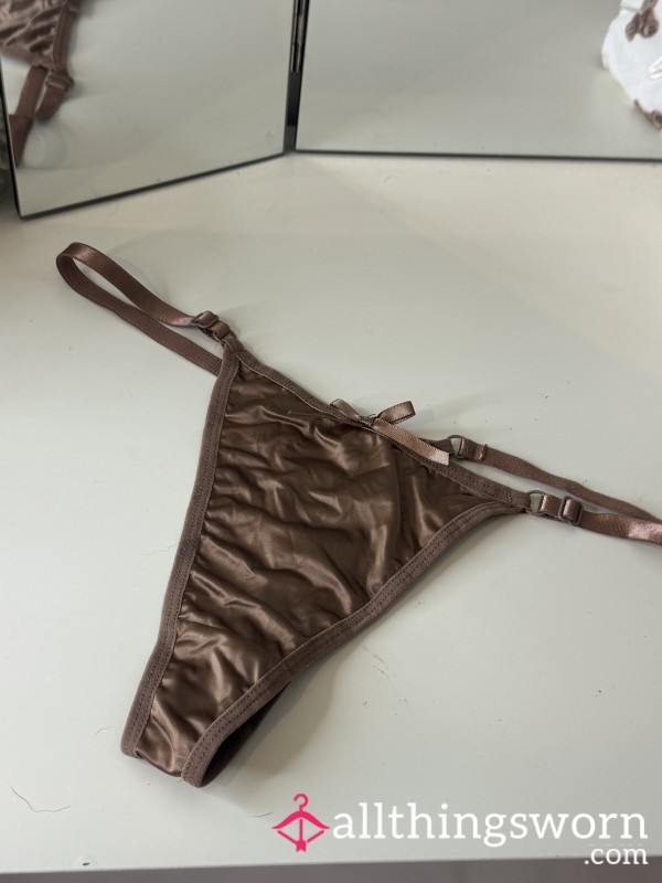 Brown Satin Thong