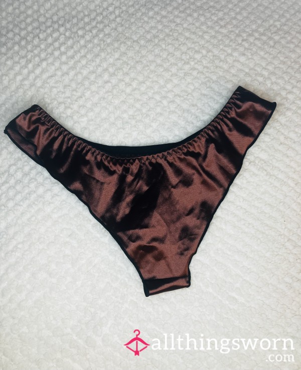 Brown Satin Thong! Size M