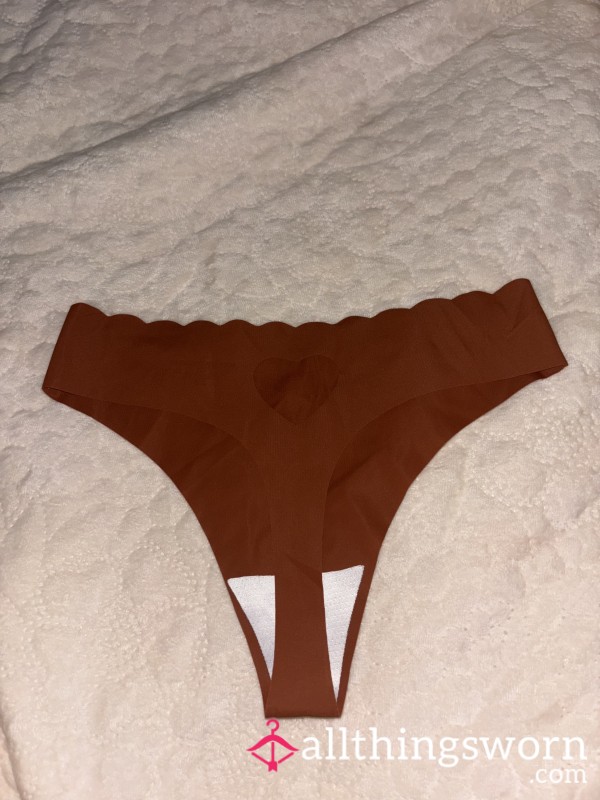 Brown Seamless Thong With A Heart Cut Out