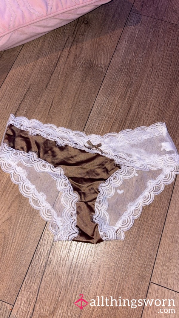 Brown Silk Panties With Sheer Back
