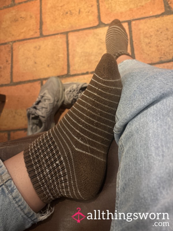 Brown Stripe Socks – Warm & Sweaty After Work 💋