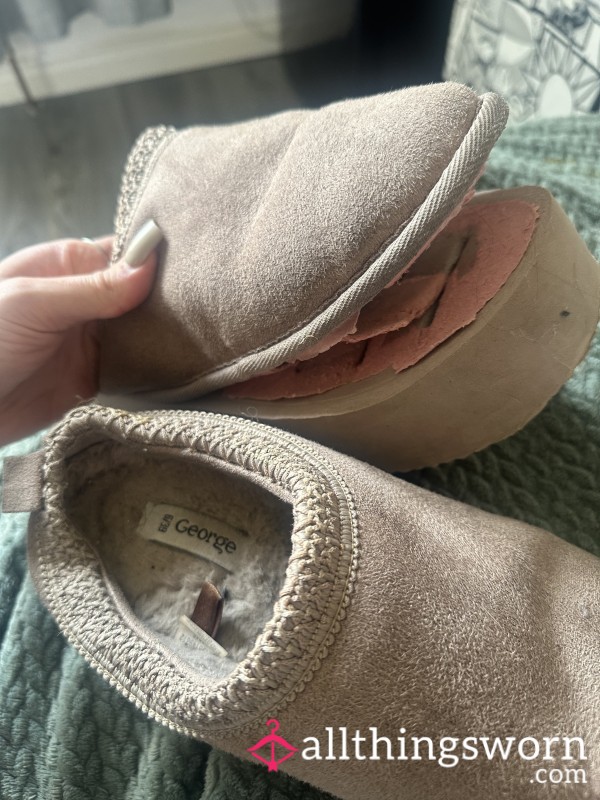 Brown Ugg Style Slippers, Tight Sole Is Falling Apart! Worn Outside