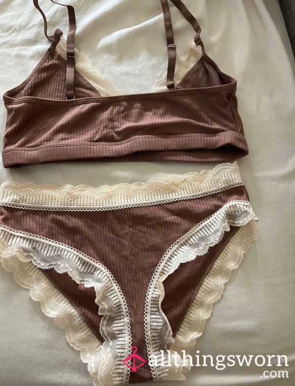 Brown With Creamy Lace Set 🐻