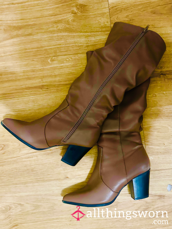 Brown Worn Leather Boots