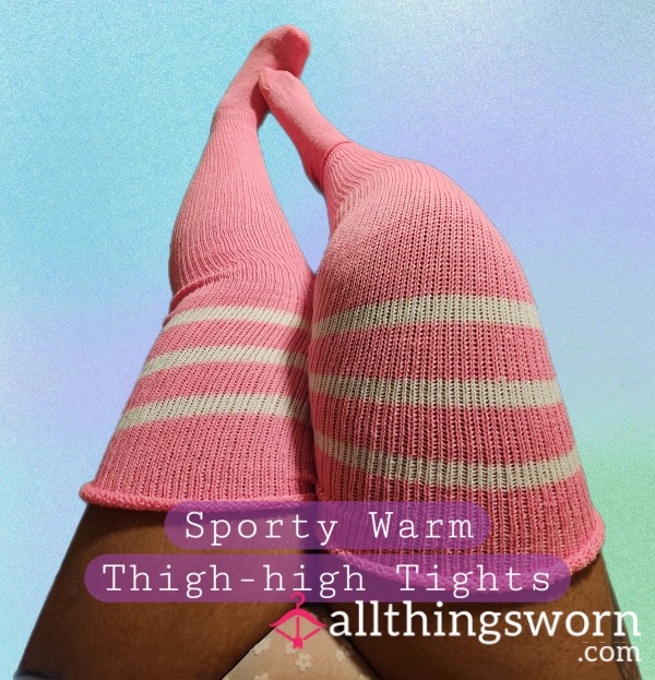 🧦💖 Bubblegum Baddie – Worn Sporty Thigh-Highs 💖🧦