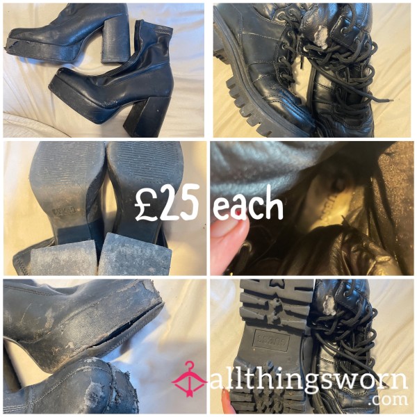 Bundle Black Boots Trash: Breaking Apart And Ready For The Bin