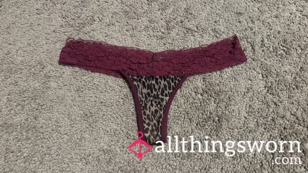 Burgundy Cheetah Thong