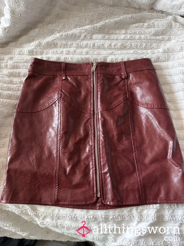 Burgundy Faux Leather Skirt