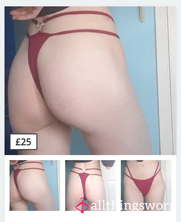 Burgundy Heart Thong