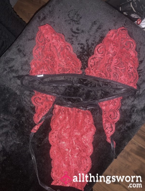Burgundy Lace Lingerie Set