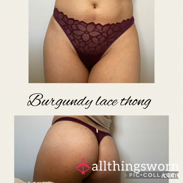 Burgundy Lace Thong