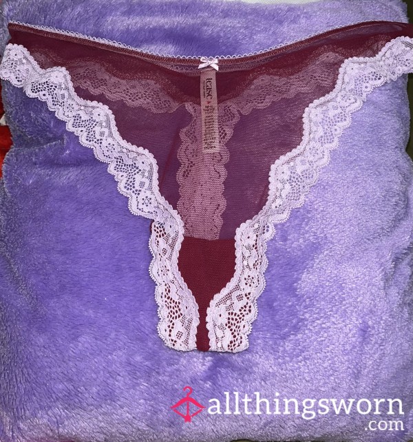 Burgundy Lace Thong