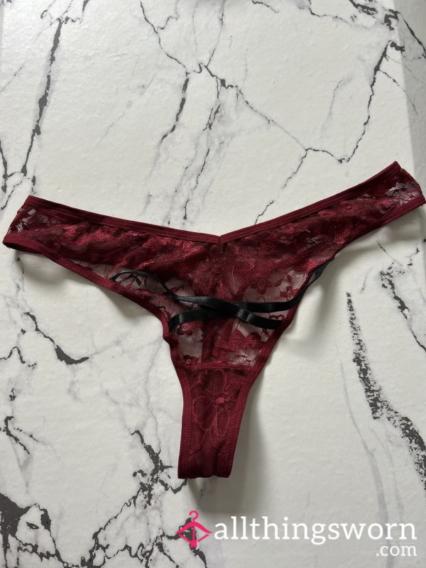 Burgundy Lace Thong