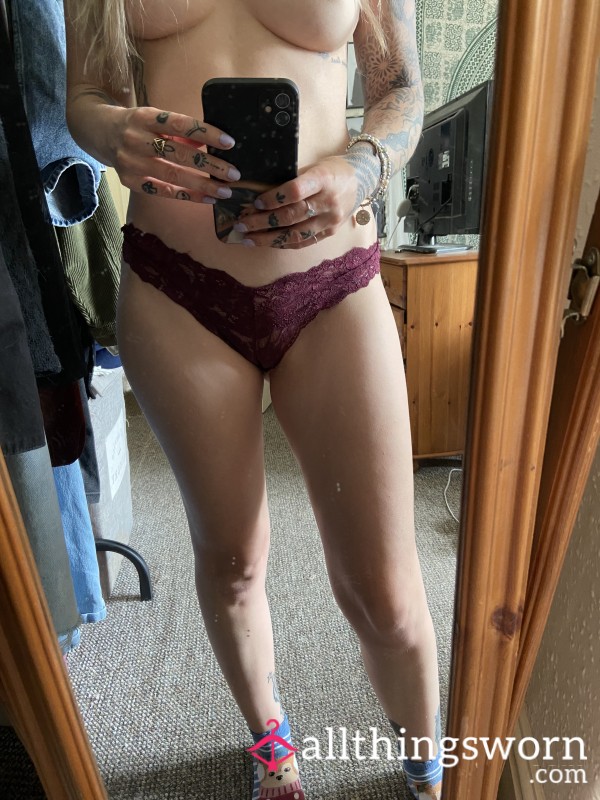 Burgundy Lace Thong