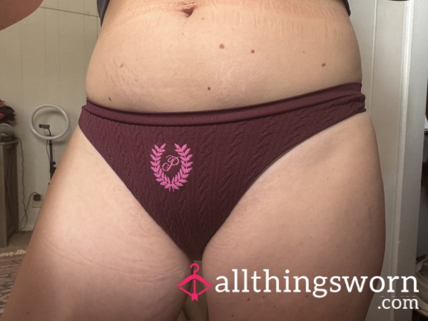 Burgundy Panty Wearing And Pu**y